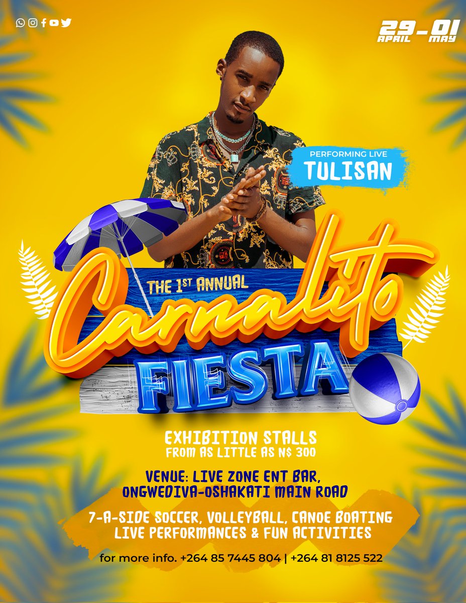 Catch me performing Live at the Carnalito Fiesta on the 29th April to 1st May. Read poster for more

@blackpearl_worldwide #LiveZONEent
#LikeABoss