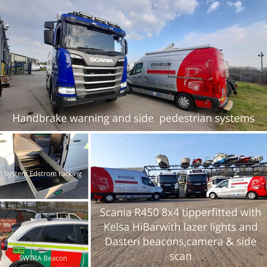 KitsnBits's tweet photo. It's been a busy few weeks for our fitters: 

👉 Handbrake warning and side pedestrian systems
👉 System Edstrom racking 
👉 #Beacons
👉 #Kelsa HiBars and Lazer Lights, #Dasteri #beacons, cameras and side scanners. 

View our available products here! https://t.co/Llv6yREUuU https://t.co/H2xcTUOHSd
