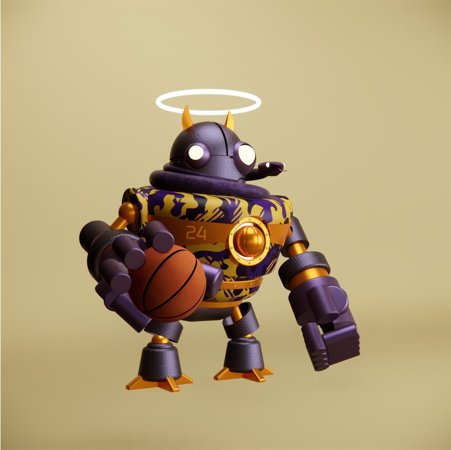 Thanks a bunch to <a href="/BugEyedBeasts/">Bug Eyed Beasts</a> for this custom Kobe Meka I received by qualifying for the DEGEN Beast role! 

🤝 🔥 🏀 🐐 🐍
