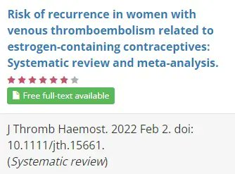 canvector's tweet photo. Let's #DiscussCLOTPlus: Risk of recurrence in women with venous thromboembolism related to estrogen-containing contraceptives: Systematic review and meta-analysis
https://t.co/fnRhHYAtEh
#VTE #thrombosis #Research #Evidence https://t.co/cUtuUu3Tyz