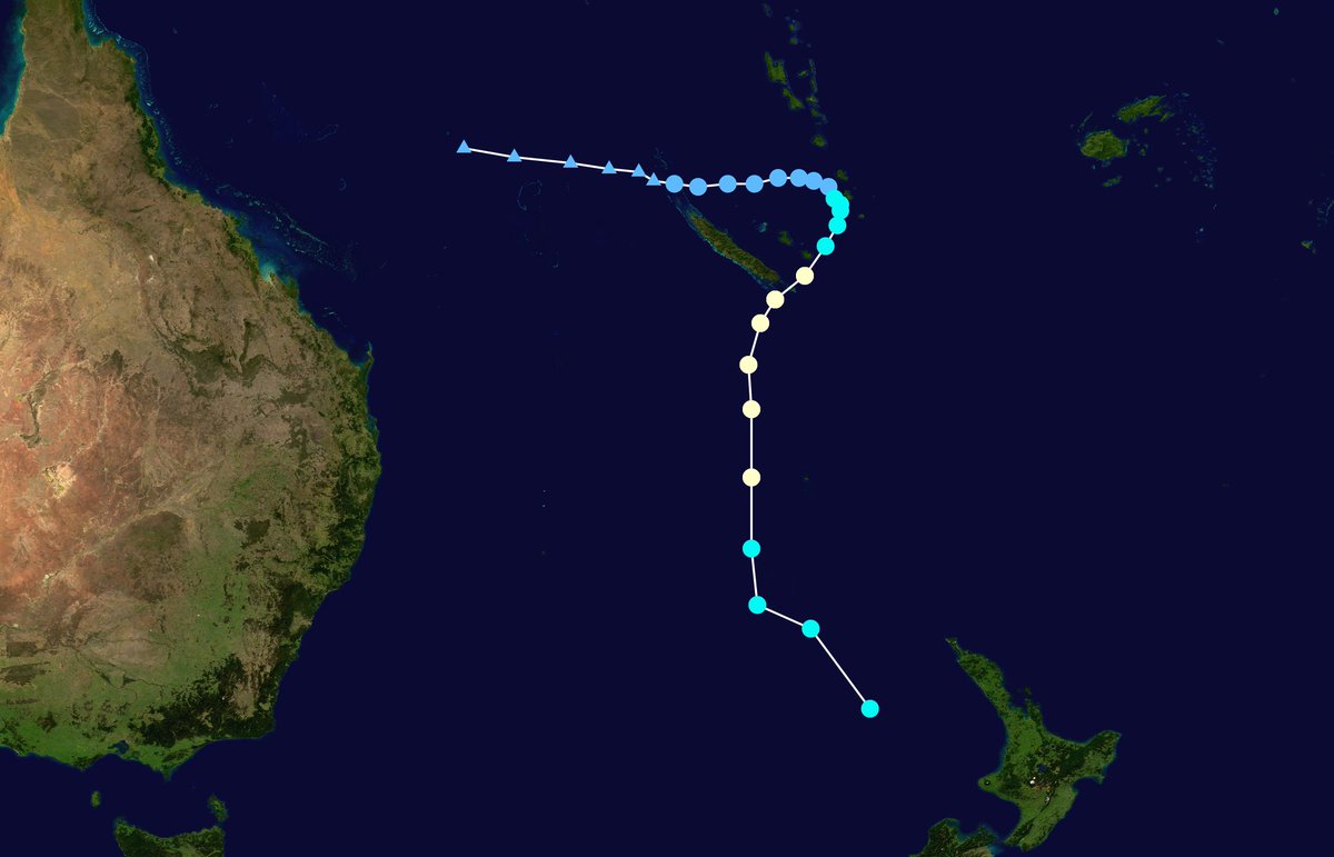 TyphoonTCX's tweet image. As of this writing, 4 named tropical cyclones developed and moved over the SPac basin in the 2021-22 season. Below are them:
#CycloneRuby (moved from AUS basin to SPac)
#CycloneCody
#CycloneDovi (strongest so far in the season)
#CycloneEva

#tropics #cyclonemarker #wxtwitter