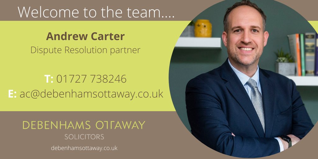 We are excited to welcome partner Andrew Carter to our #disputeresolution team. Andrew is an experienced and highly sought-after #litigator with a City background and local experience. #welcometothteam 👉bit.ly/35wGDKJ