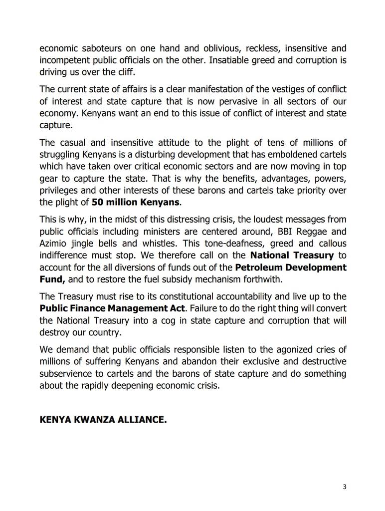 UDAKenya's tweet image. Statement by Kenya Kwanza Alliance on artificial fuel shortage and high cost of living crisis.