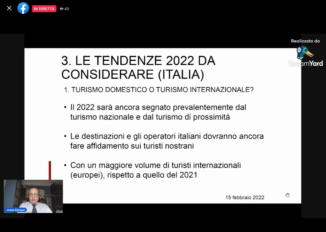 Siamo LIVE con <a href="/josepejarque/">Josep Ejarque</a> <a href="/FTourism_JosepE/">FTourism & Marketing</a>  per parlare di futuro e nuove prospettive!
facebook.com/SICANIASC/vide…

#hoteltrend #webinar #outlook #sicaniasc #consulenzahotel