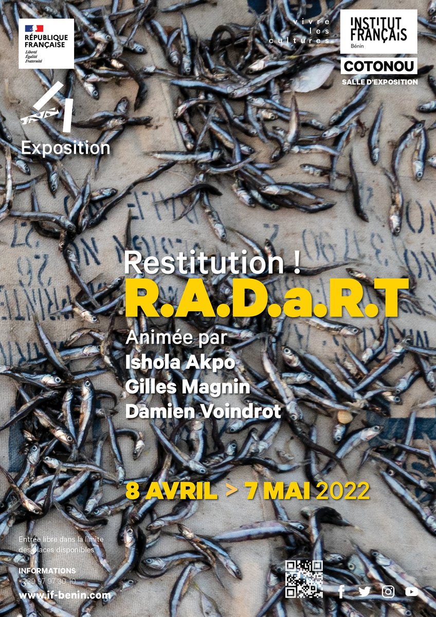 IF_Benin's tweet photo. #ifb #ifb2022 #tognidaho  #BéninRévélé #IFparis #wasexo #FranceBenin 

EXPOSITION : Restitution ! R.A.D.a.R.T animée par @isholaphotos , Gilles Magnin et Damien Voindrot  

🗓️ 08.04 au 07.05.2022 

💰 Libre &amp; Gratuite https://t.co/8FYUOpG0iD