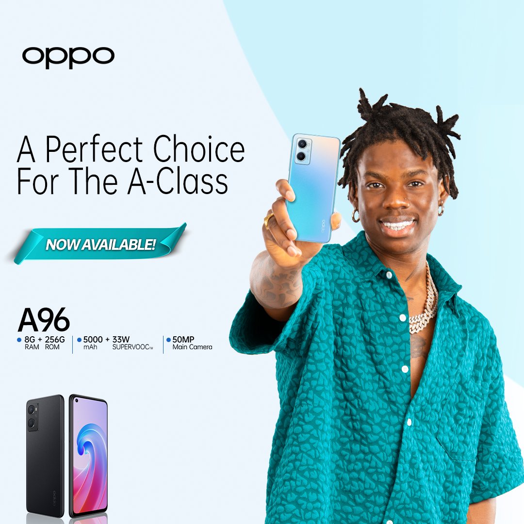 Be on top of your game just like <a href="/HeisRema/">REMA</a>. Be the rave of the moment just like A96. 

Make your perfect choice with A Perfect Choice, simply walk into any authorized retail store nationwide to make a purchase today.

Price: ₦159,900

#OPPOA96 #OPPOXRema #APerfectChoice