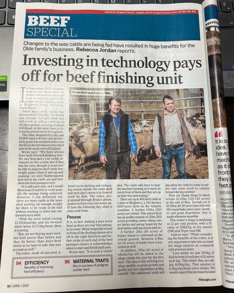 LelyHolsworthy's tweet photo. Great to see Hartland based beef customers Bryan & Andrew Olde, talking about their Lely Juno in the @farmersguardian this week.
#beeffarming #lely #lelyjuno #feedpusher #lelydevonandcornwall #farminguk #farmerfeature #farmersguardian https://t.co/9ZIIeCHTiU