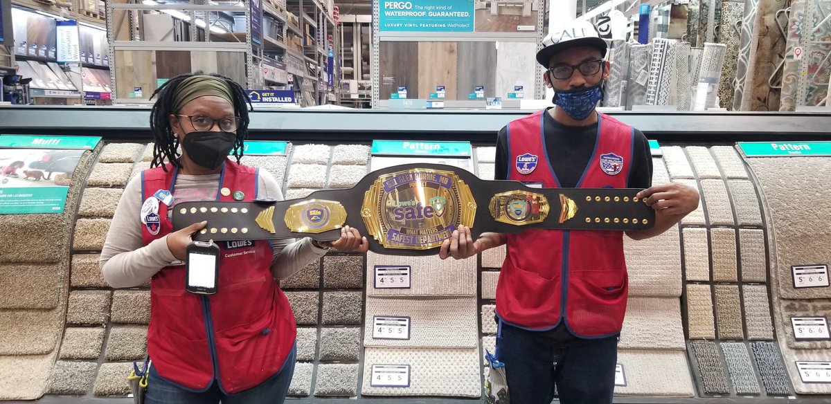 🎉Congrats to Terell and Ebony(<a href="/candycoated1978/">Ebony Jones</a>) in our Flooring Dept! They are our April <a href="/LowesSafe/">Lowe's Safe</a> Champions! <a href="/SafetyJones/">Hank Jones</a> <a href="/FerdGonzalez01/">Ferdinand Gonzalez</a>  <a href="/AntonioPLowes/">Tony Parker</a> <a href="/Jesus58412030/">Jesus</a> <a href="/rodney54084585/">Rodney Leone</a> <a href="/KerreLeland/">Kerre Leland</a> <a href="/fraser_lei/">Lei Fraser</a> <a href="/CardJerrid/">Jerrid Card</a> <a href="/KeithRedmiles/">Keith Redmiles</a> @LauraG813R1 <a href="/BlueBoxR1/">@BlueBoxR1</a>