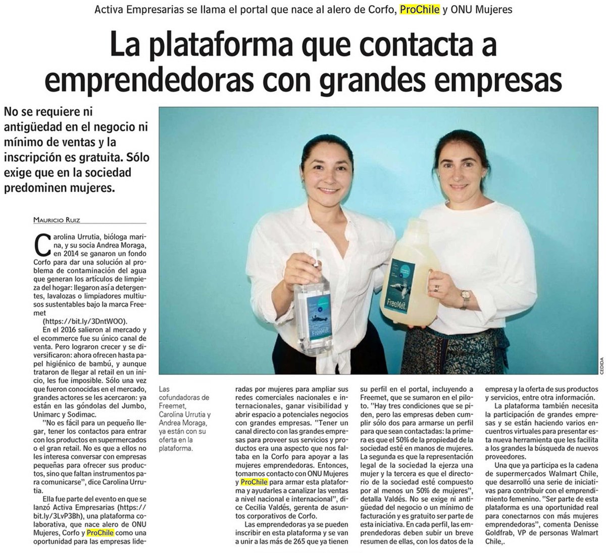 ProChile's tweet photo. #FelizLunes La semana pasada fue el gran lanzamiento de la plataforma 'Activa Empresarias' que nació gracias al alero de #ProChile, @ONUMujeresChile y @Corfo. Conoce los detalles de esta gran noticia en nuestro #DestacadoEnPrensa https://t.co/pduiyjxce6
