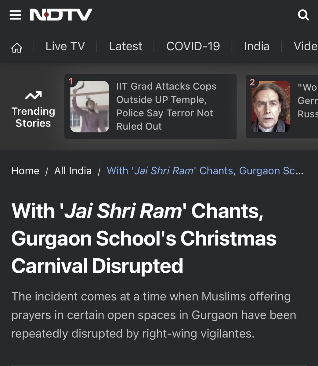 ShefVaidya's tweet photo. So cute na? Mohammad Murtaza is only a ‘IIT graduate’ with no name, and Allah-U-Akbar is only a ‘religious slogan’ that cannot me mentioned. But #JaiShriRam MUST be mentioned in ANY crime related incident. This is the standard @ndtv toolkit! https://t.co/fjULiKbFkb