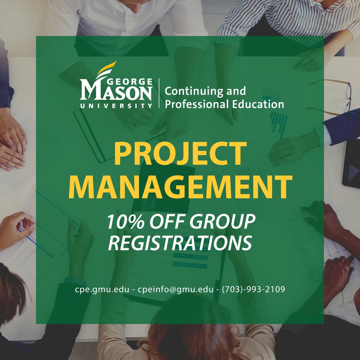 Mason_CPE's tweet photo. Happy #ManagementMonday! For those looking for group registration our Project Management certificate offers a 10% discount to groups when they register.

Learn more about the certificate series: https://t.co/zA7UVQ21wD https://t.co/5vdX1AkvPi