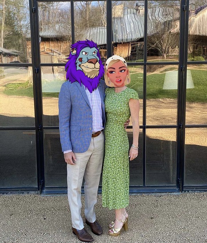 web3heather's tweet photo. The King and his Chick enjoying their last evening before returning to the pride 🥂 #LazyLions #ccarmy https://t.co/h7EoSvcpu4