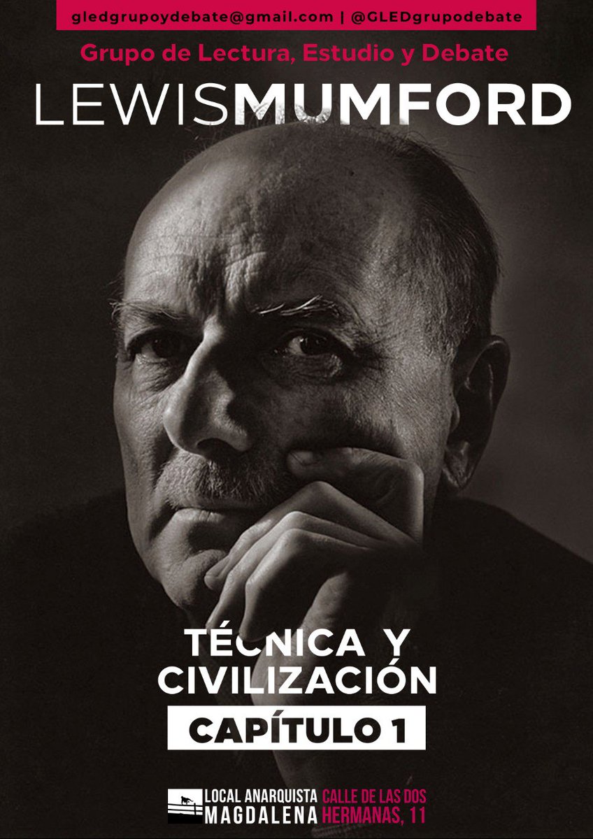 GLEDgrupodebate's tweet photo. ¡Volvemos a la carga! El fin de semana del 23 (aún por cerrar fecha y hora exactas) nos reuniremos para charlar sobre el primer capítulo de «Técnica y civilización» de L. Mumford. 

¡Mándanos un MD si quieres apuntarte! 

📥 PDF: https://t.co/eaVl0JEwmP https://t.co/GWb8DhwsxY