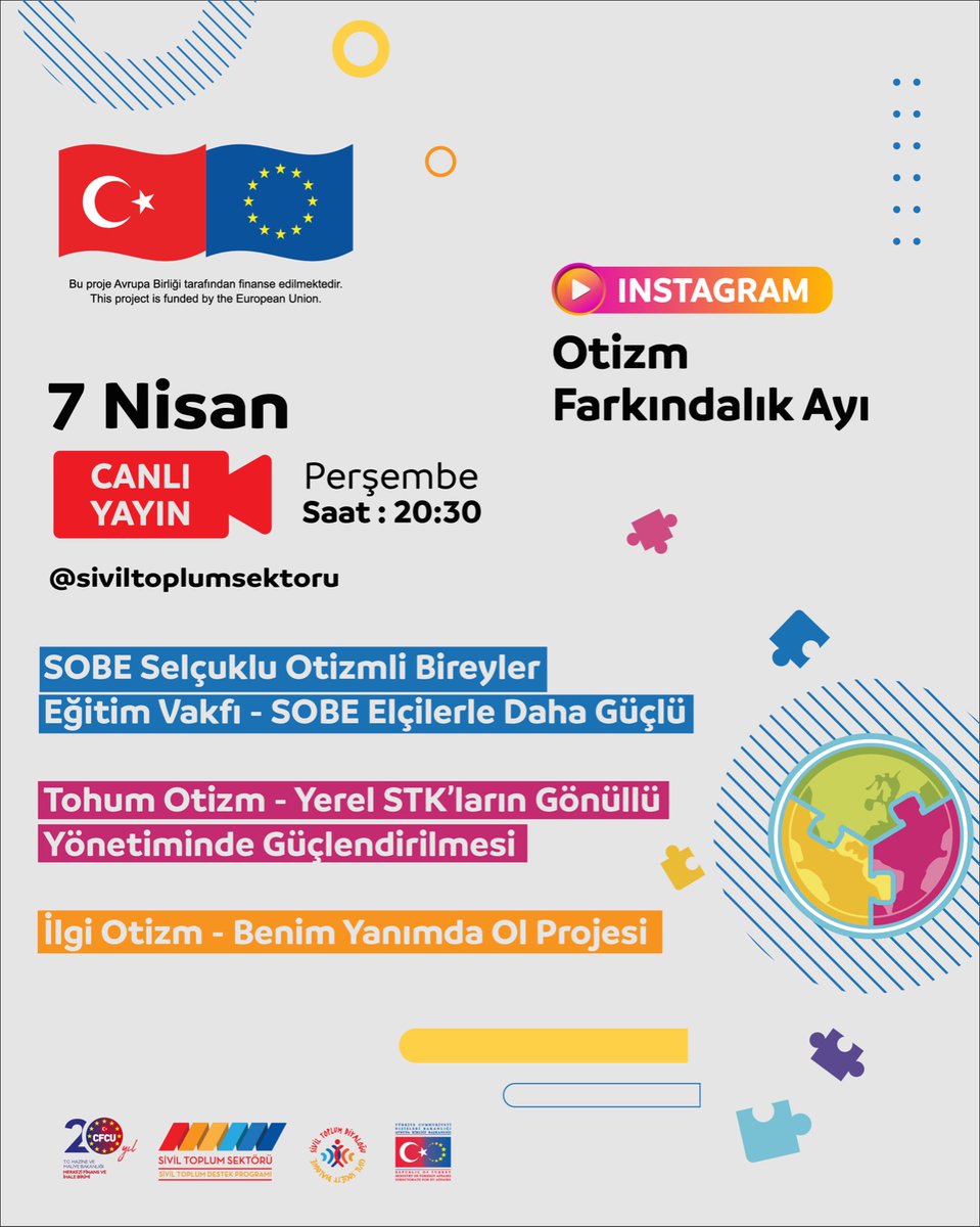 2 Nisan itibarıyla başlayan Otizm Farkındalık Ayında otizm araştırmaları teşvik ediliyor, farkındalığın artırılması, erken teşhis ve tedavinin yaygınlaştırılması için çeşitli etkinlikler düzenleniyor. #SivilSektörCanlı #OtizmFarkındalıkGünü <a href="/EUDelegationTur/">AB Türkiye Delegasyonu🇪🇺EU Delegation to Türkiye</a> @cfcuturkey