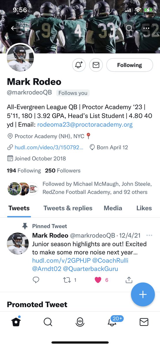 QuarterbackGuru's tweet photo. 3.92 GPA #quarterback #markrodeo #proctoracademy #qbresults #quarterbacktraining @markrodeoQB @ProctorFootball @ResultsQb @UMASSDCoachMcC https://t.co/jdIfsWRjwX