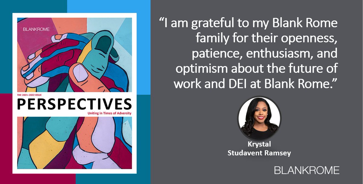BlankRomeLLP's tweet photo. How is our firm supporting and promoting diversity, equity, and inclusion within the firm, legal industry, and our communities? Read the new edition of our DEI report, Perspectives, to find out! Here: https://t.co/LBFuYALP63
#WeAreBR
#Powerofperspectives
#DiversityandInclusion https://t.co/DsOtWKuzna
