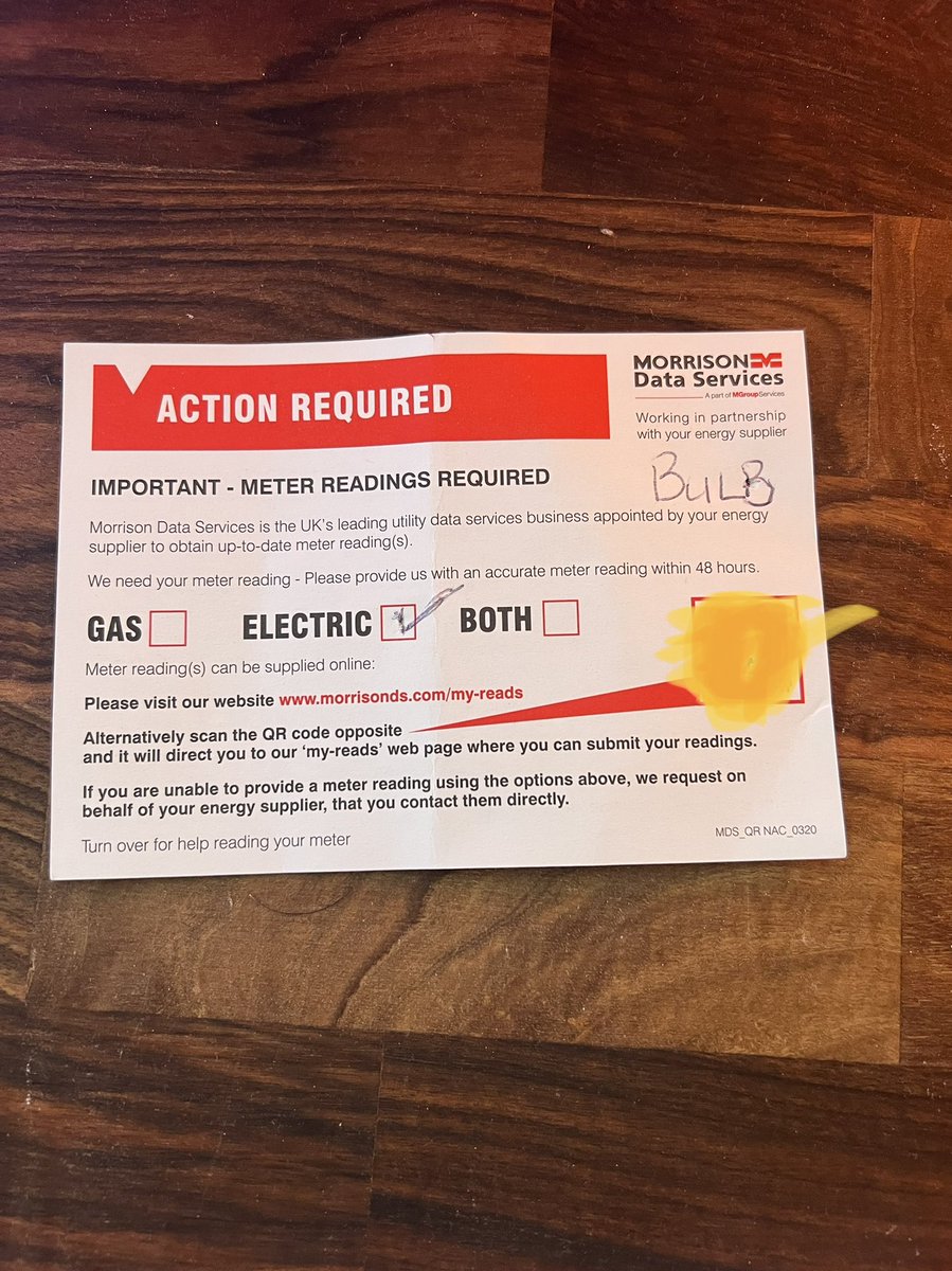 kashy122's tweet photo. @martinslewis hi Martin, I’ve had someone knock on my door earlier and dropped this though post. I rang BULB and asked why they require someone to come check my readings when I have a smart meter. They said it can happen from time to time. Is this a normal procedure? https://t.co/XntzeXZC5t