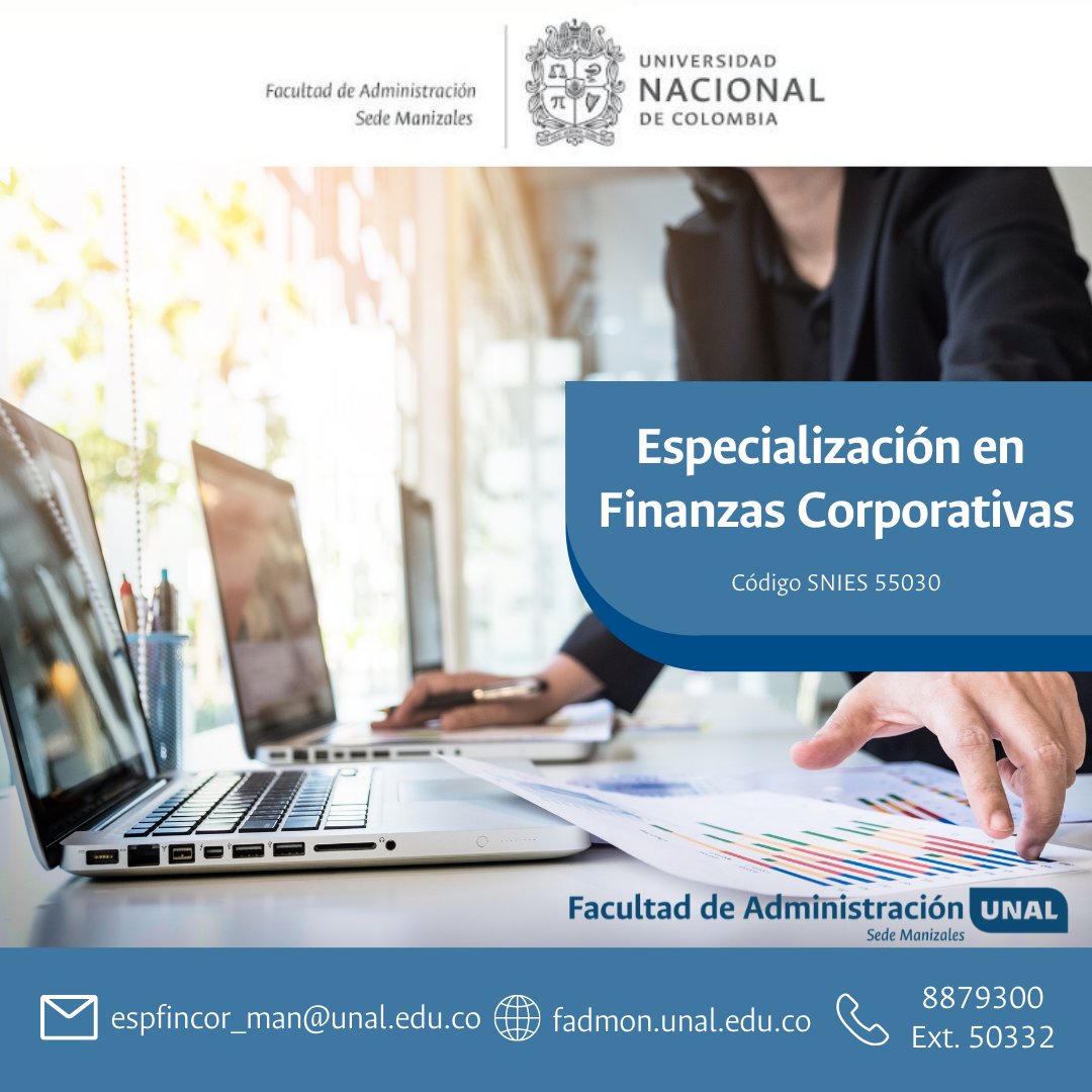 fadmonUN's tweet photo. Prepárate como especialista con una fuerte formación en la toma de decisiones con respecto a las características de inversión, financiación y cobertura para solucionar de una manera estratégica los problemas centrales del área de gestión financiera en las organizaciones.

#UNAL https://t.co/F946hDNYiY