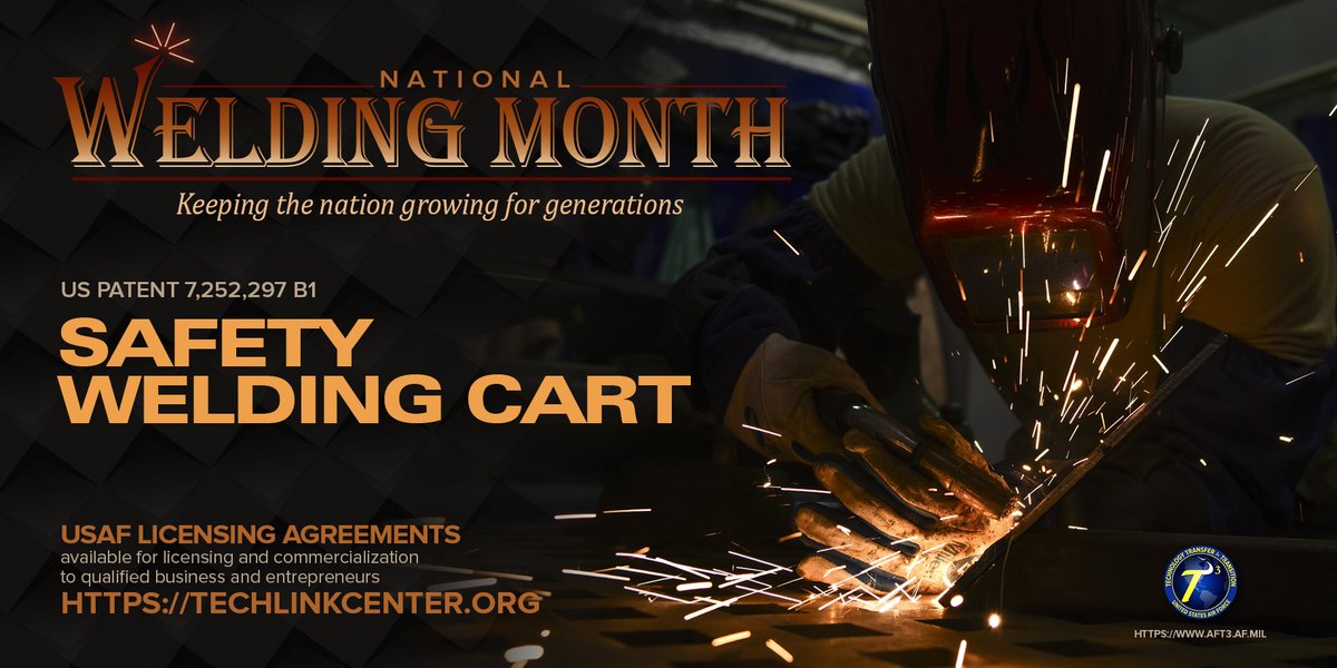 AirForceT3's tweet photo. April is also #NationalWeldingMonth! WATCH this space as we'll feature patents related to welding available for licensing. This invention was created to protect welders from catastrophic accidents involving oxyacetylene gas. #AFT3 #TechTransfer
PATENT: https://t.co/haClrpfHxS https://t.co/SyuBvwlucd