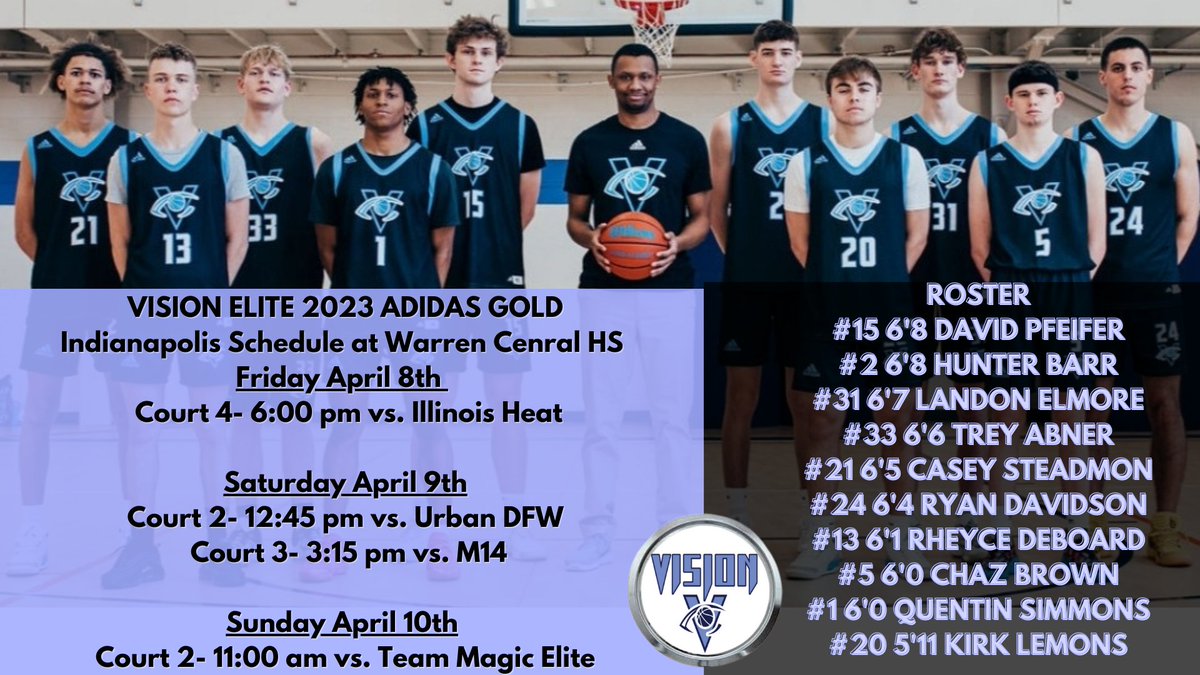 Vision Elite 2023 Adidas Gold- Indianpolis Schedule
<a href="/RheyceD/">rheyce deboard</a> 
<a href="/502_casey/">Casey Steadmon</a> 
@trey33465621 
<a href="/Lilcurrykirk/">Kirk🥋</a> 
<a href="/Ryan_davidson24/">Ryan Davidson</a> 
<a href="/Brown12Chaz/">chaz_brown12</a> 
<a href="/qsimmonss/">Quentin Simmons</a> 
<a href="/HunterMBarr2/">Hunter Barr</a> 
<a href="/davidpfeifer33/">David Pfeifer</a> 
<a href="/LandonElmore2/">Landon Elmore</a> 
<a href="/DaHawk40/">Darien Hawkins</a> 

<a href="/NextUpRecruits/">NextUpRecruits</a> <a href="/PrepHoopsKY/">Prep Hoops Kentucky</a> <a href="/KY_PrepReport/">Kentucky Prep Report</a> @94fthoops