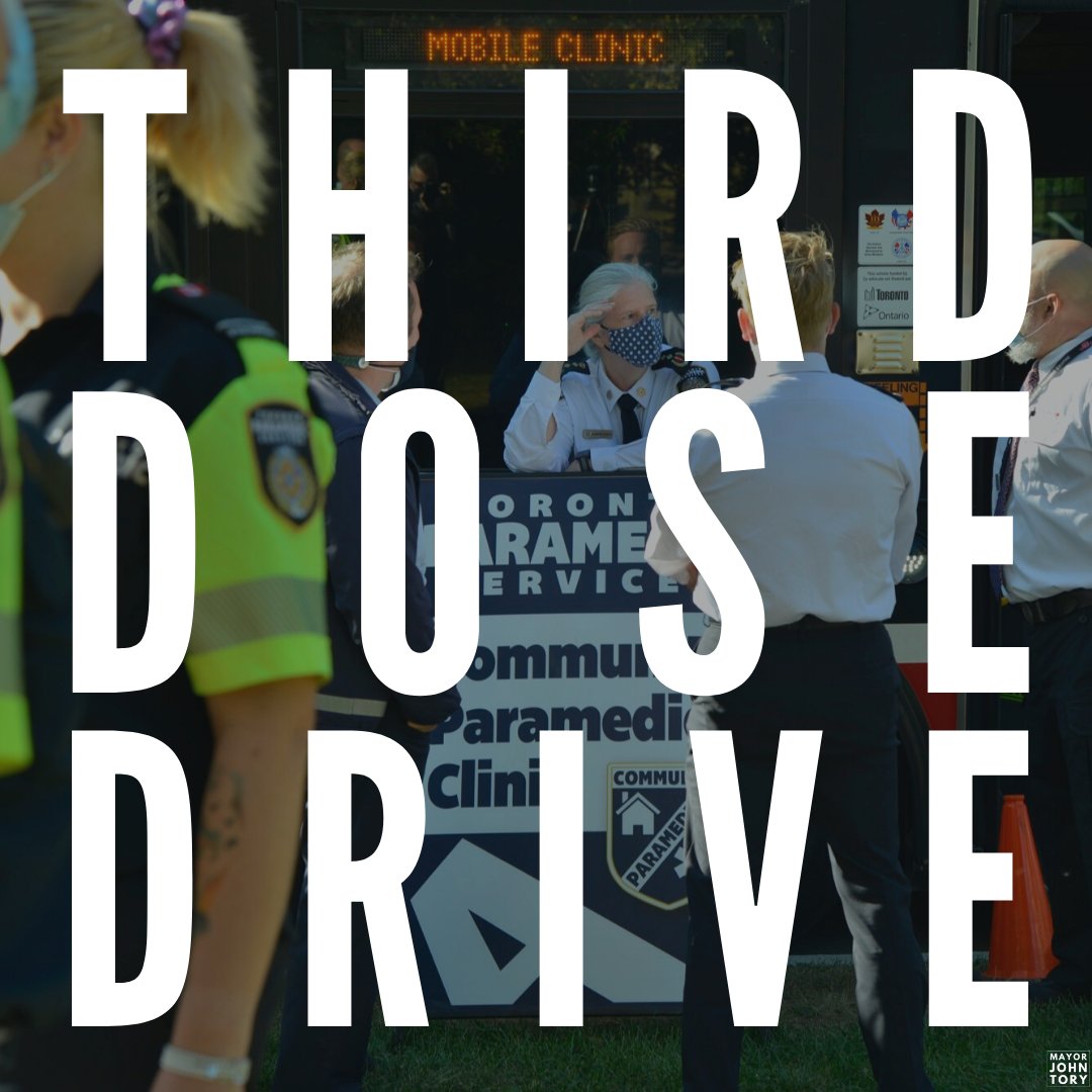 JohnTory's tweet photo. #TeamToronto is launching a #ThirdDoseDrive to encourage residents to get their 3rd dose, through:

💉Pharmacy Pilot Program with 4 pharmacies
💉Primary Care Pilot Program
💉Hyper-local building mobile clinics
💉76 #VaxAndRide @TTCHelps clinics
💉#VaxTO outreach to 40,000 people https://t.co/qwpUpjTMPd