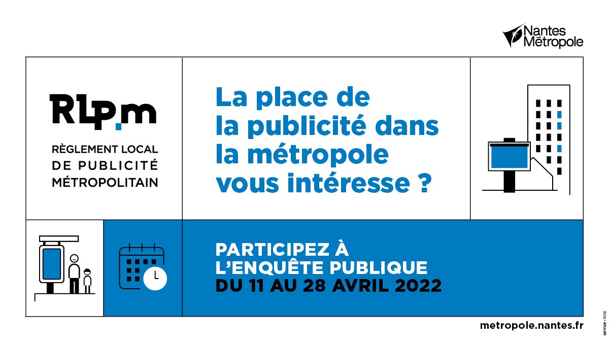 NantesMetropole's tweet photo. Le règlement local de publicité métropolitain sert à réglementer l’implantation des dispositifs publicitaires sur l’espace public et l’espace privé.
📅 Du 11 au 28 avril, Nantes Métropole organise une enquête publique. Donnez votre avis ⤵️ https://t.co/01nE4TmYiu #RLPM https://t.co/4Cs1tUp7lJ