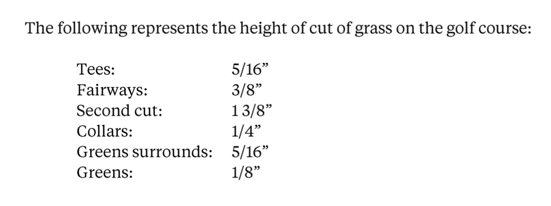dylan_dethier's tweet photo. Good morning from Augusta National! Here are the lengths they cut the grass: https://t.co/s1363Hs0P2