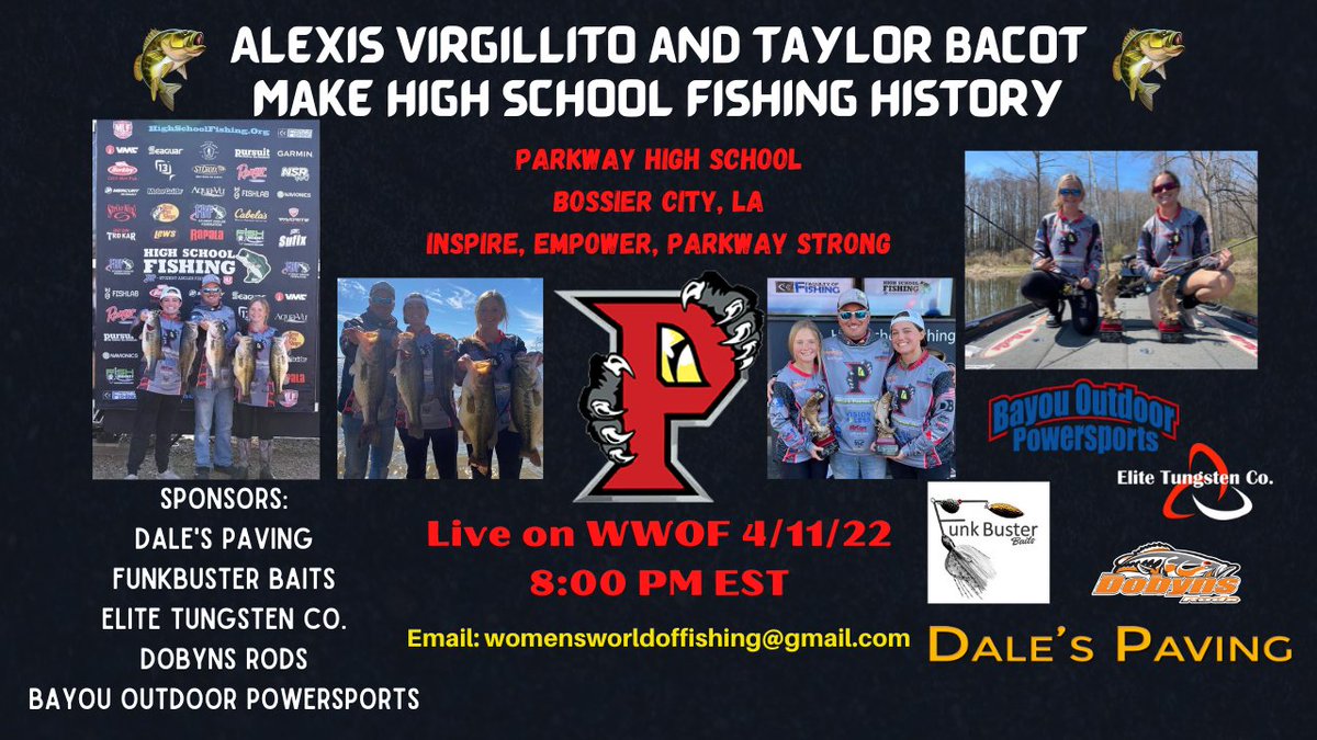 youtu.be/zt-XEcpHXpI
No show tonight, but next Monday 8:00 PM EST this is a show you do NOT want to miss!  Fishing history was made at Caddo Lake in March when these two young ladies won the High School State Championship! They weighed in over 30lbs for the win!