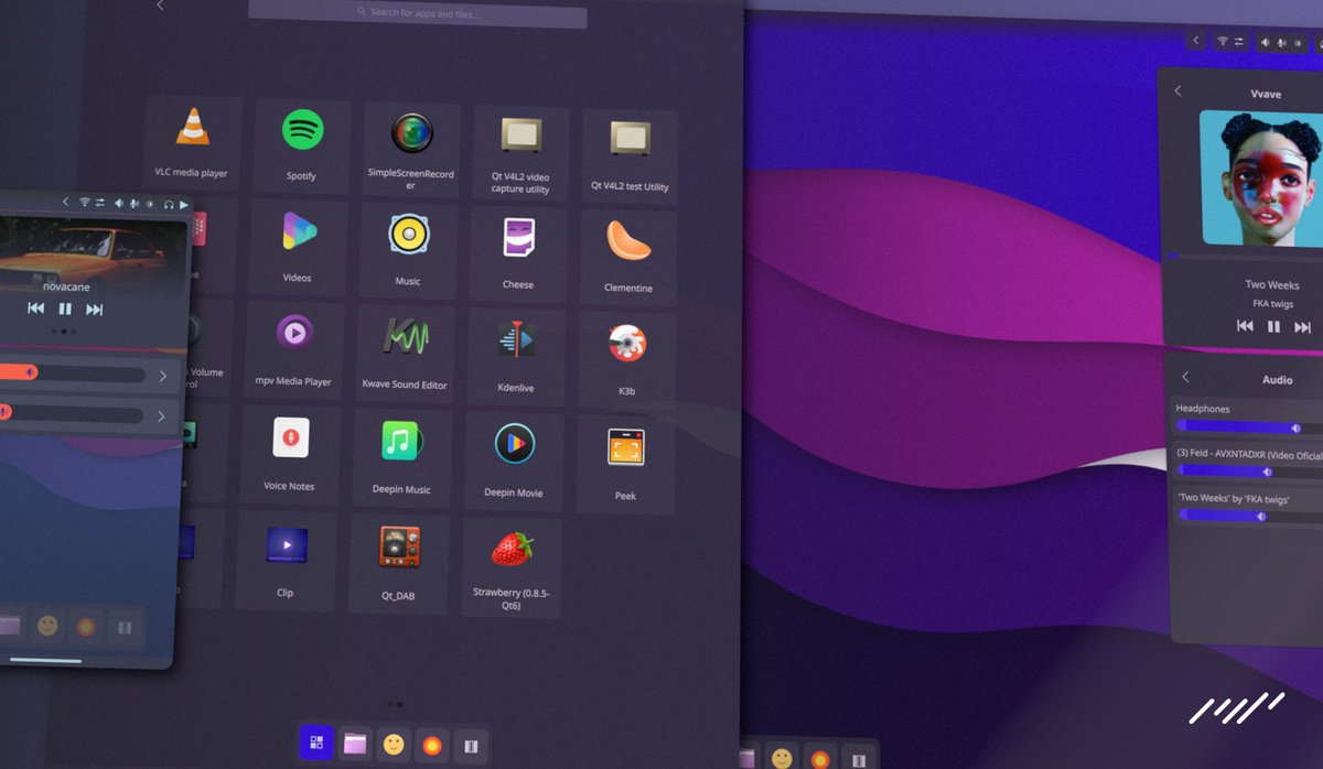 maui_project's tweet photo. Maui Shell Alpha has been released!
This cycle was mainly focused on Cask, which is the shelf itself and encompasses the panel, the dock, launcher, dialogs, cards, etc.

https://t.co/jBtk3na9xs

#mauikit #mauishell #nitrux 
@Nitrux_NX https://t.co/GfMY9AGHaM