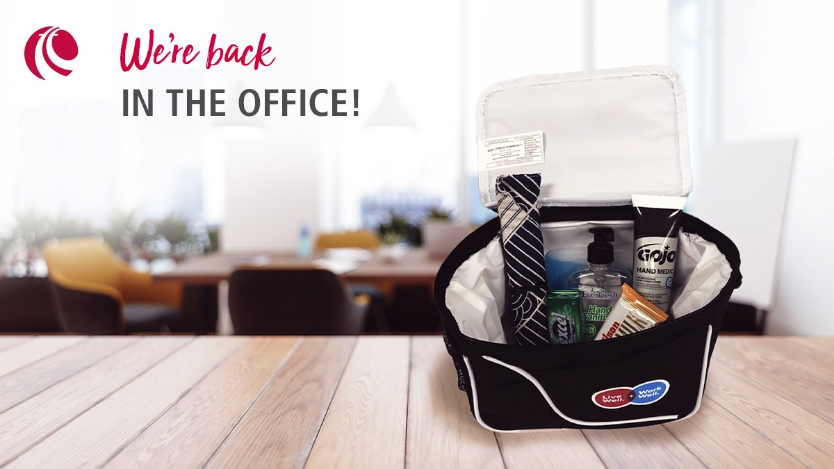 We're back in the office and embracing a hybrid work model! Best of luck to anyone else returning to yet another 'new normal.' #hybridworkplace #flexibleworkarrangements #welcomebackgift