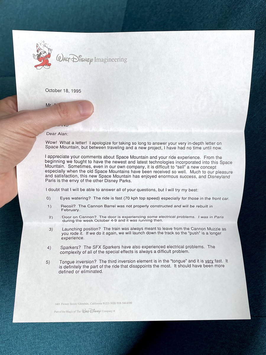 CafeFantasia's tweet photo. The letter that #TimDelaney wrote to me in October 1995 about #SpaceMountain. โ๏ธ๐ #BringBackTheMoon https://t.co/x2TvTwYjRB