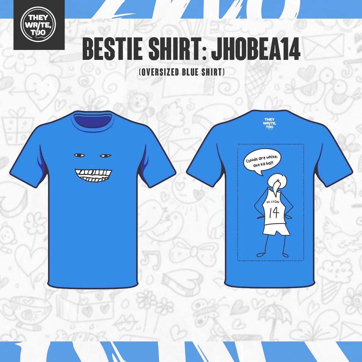theywriteSTORE's tweet photo. Bea de Leon’s half of the #JBbestiemerch is now up for pre-orders. Send us a message on Instagram to reserve your slot. 💙🤍 @_beadel https://t.co/oqRR62TL0v