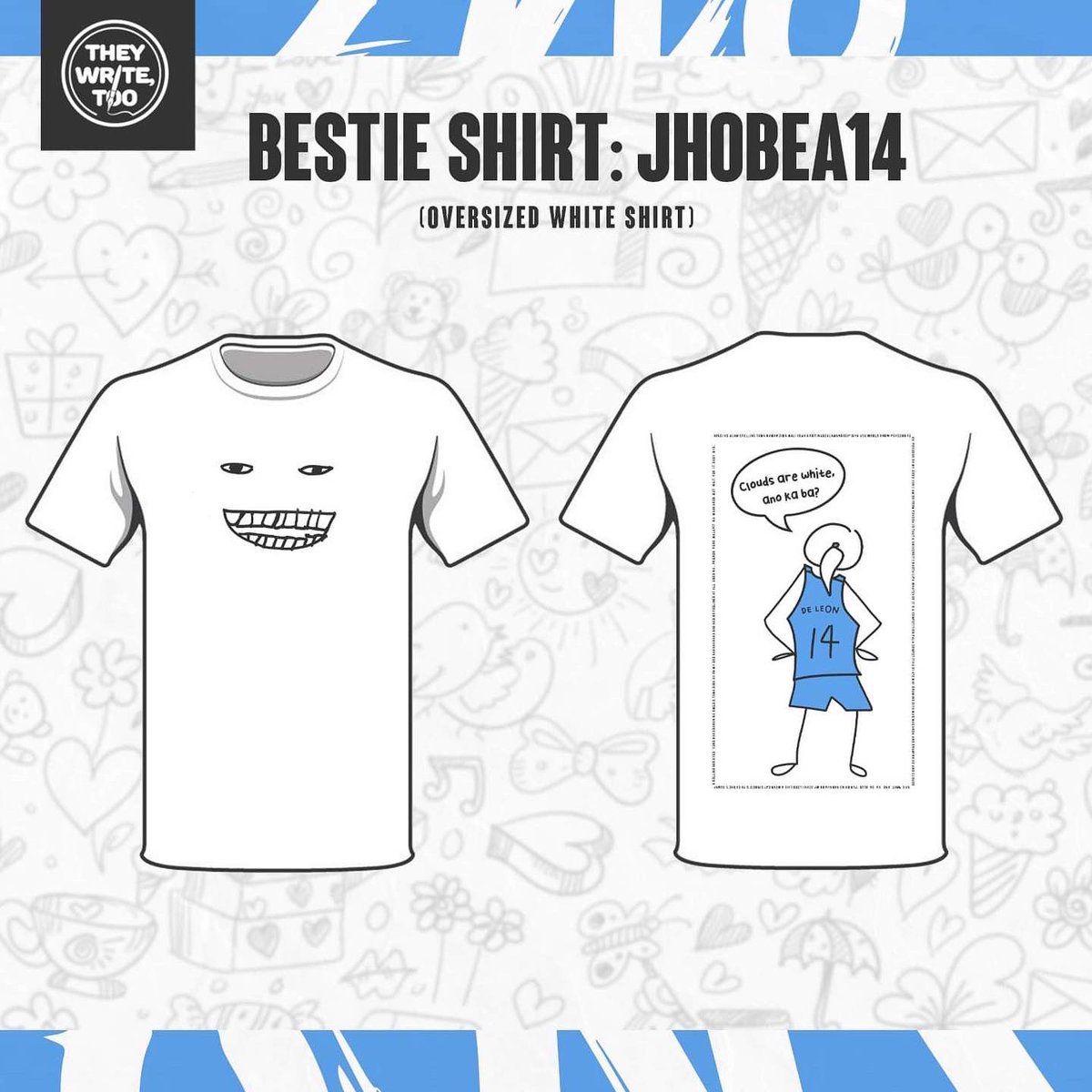 theywriteSTORE's tweet photo. Bea de Leon’s half of the #JBbestiemerch is now up for pre-orders. Send us a message on Instagram to reserve your slot. 💙🤍 @_beadel https://t.co/oqRR62TL0v