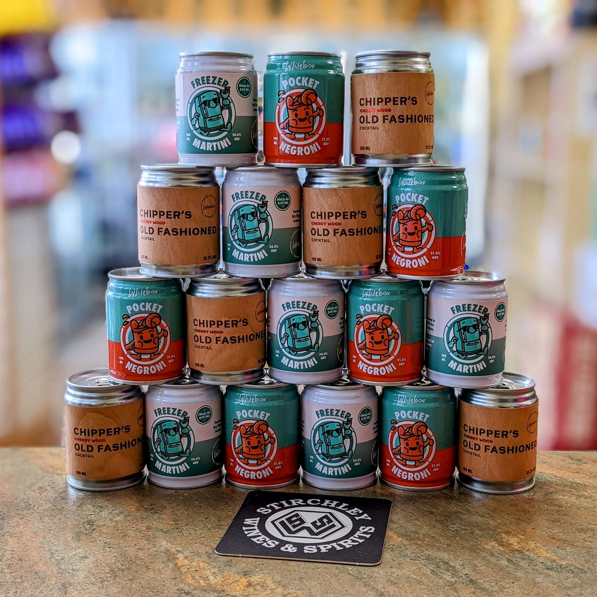 StirchleyWines's tweet photo. We've restocked on mini cans of awesomeness!!!

🍸 Pocket Negroni 21.8% 
🍸 Chipper's Old Fashioned 32.2%  
🍸 Freezer Martini 34.4%

The perfect cocktail tipple in a handy package! 

#VivaStirchley #VivaBrum #ShopLocal #NotJustBeer #PocketNegroni https://t.co/x5COvdwYNZ