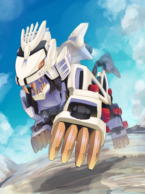 #獅子の日だからライオンの意匠を持ったロボを貼る 意匠というかライオン型(ライオン種)金属生命体ですが過去絵を…… 