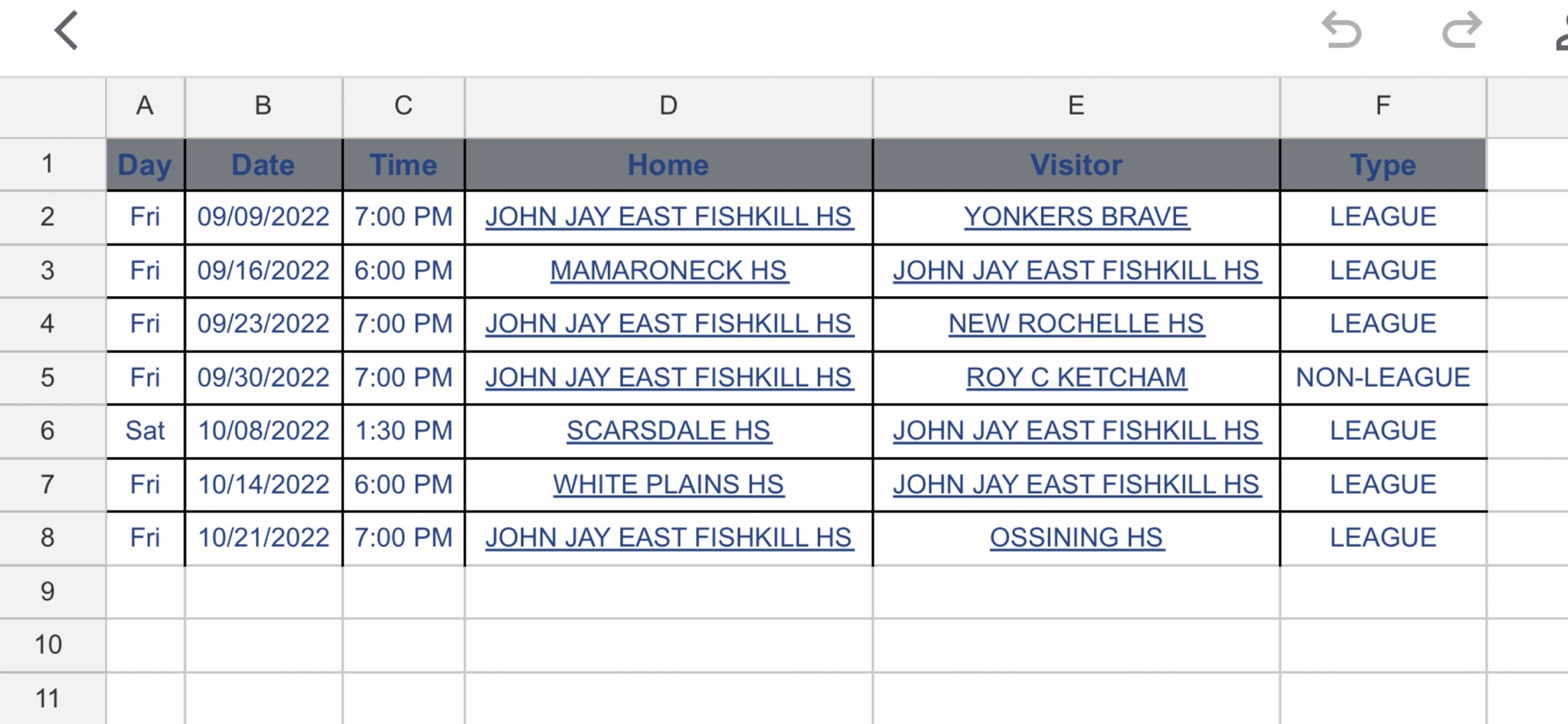 John Jay Schedule