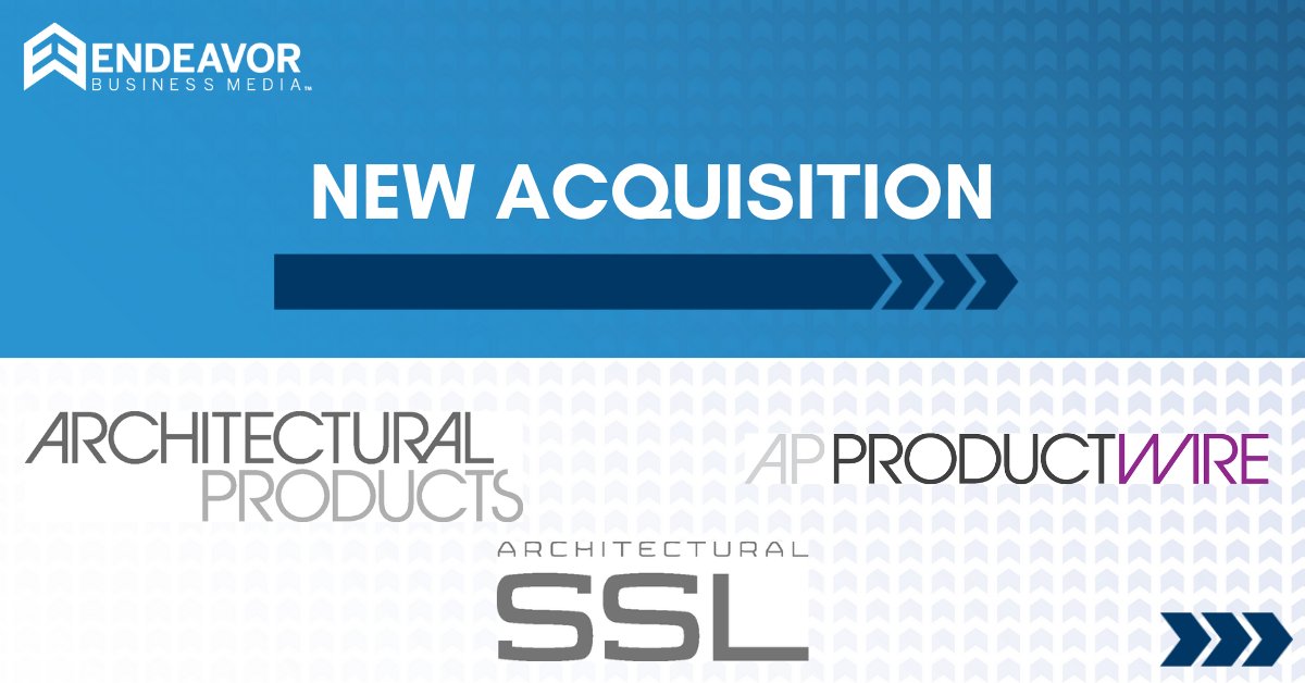 EndeavorB2B's tweet photo. Announcing the acquisition of Construction Business Media, LLC, publisher of @archproductsmag and @archsslmag.
Read full press release here - https://t.co/KmqLbRsudc
#EndeavorBusinessMedia #NewAcquisition #ArchitecturalProducts #ArchitecturalSSL #B2BMedia #GrowingTogether https://t.co/ufLoeVuzVR