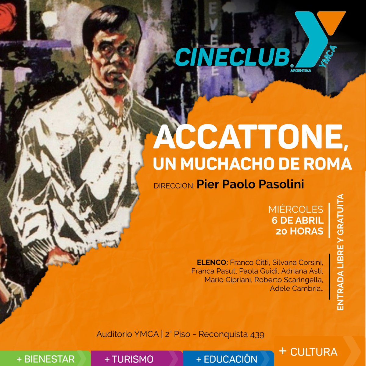 #CineclubYMCA: Un siglo de Pasolini, con ACCATONE. Miércoles 6 de abril, 20 horas en Reconquista 439, gratis cineclubymca.blogspot.com/2022/03/un-sig…