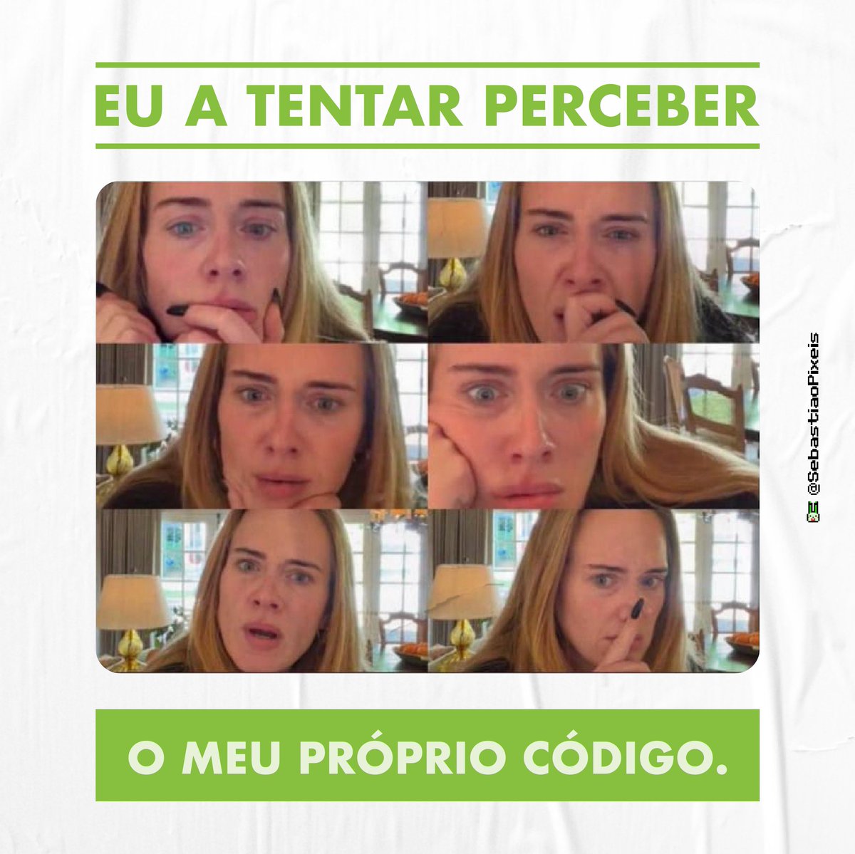 SebastiaoPixeis's tweet photo. Juro que não me lembro daquela linha... Send help!

#mondaymood #developerlife #devmemes #memesprogramadores #memesprogramação #codigo #coding #programação #developer https://t.co/lKBSzwHDJY