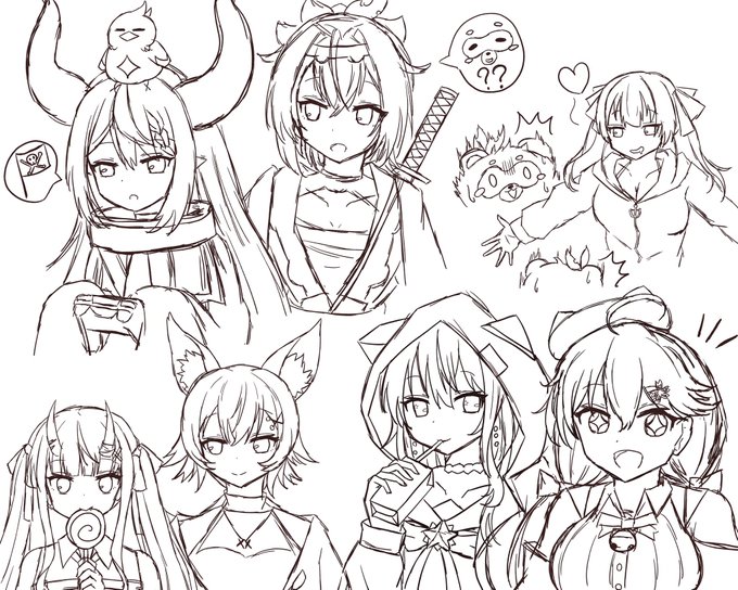 いろんなホロメン描きました✏️✨
時間があれば色塗ります🎨 