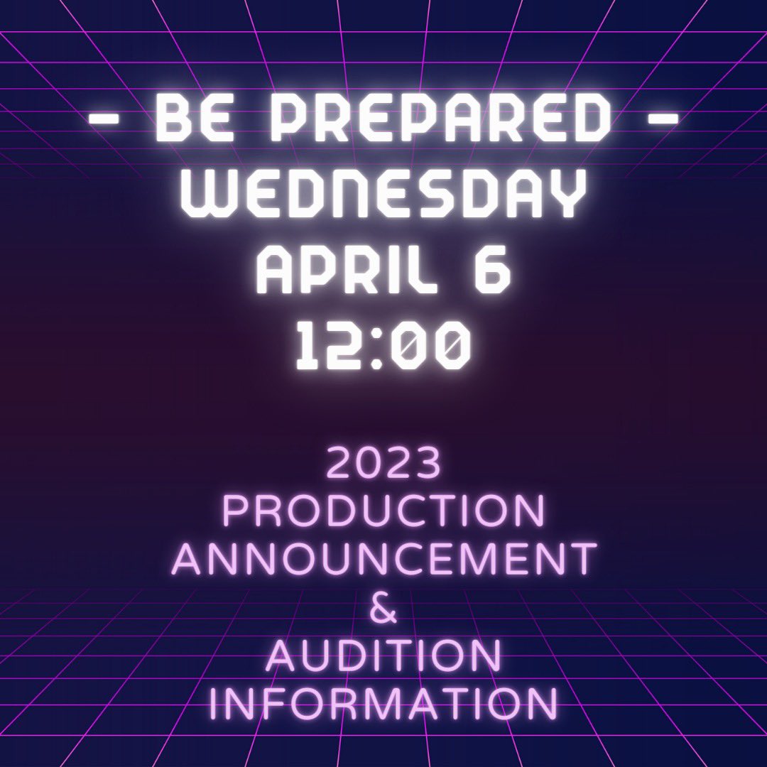 HSHSTheatre's tweet photo. 🚨NEXT YEARS FALL PLAY WILL BE ANNOUNCED THIS WEDNESDAY🚨Make sure to look out for the announcement and audition information‼️Information will be released on all social media at 12pm on the 6th ☺️ https://t.co/0R20VQAtmn
