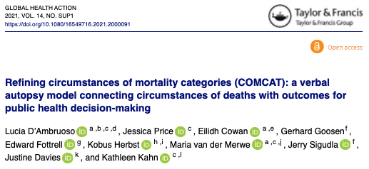In tribute to @PeterByass we present a new #verbalautopsy model connecting circumstances of deaths with outcomes for decision-making tinyurl.com/mpajhtn3 @MariavdMerwe @kobusherbst @fottrell @Price_Jess @MpuHealth1 @AgincourtHDSS @EilidhCowan1 @drjackoids @GlobalHealthAct