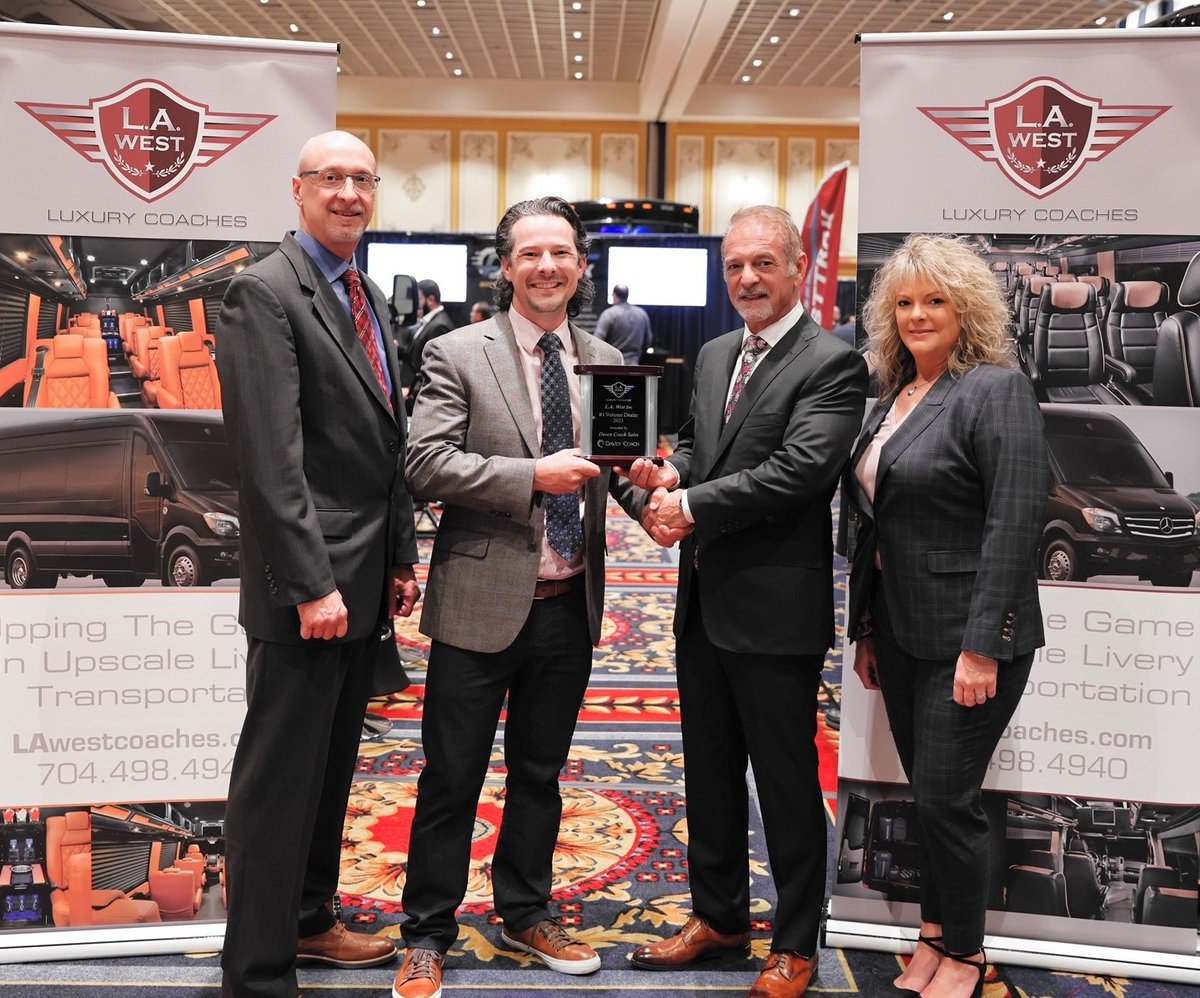Proud to be partnered with L.A. West Coaches, a fantastic luxury coach brand.  We were recognized last week for #1 Volume Dealer of the Year - 2021
