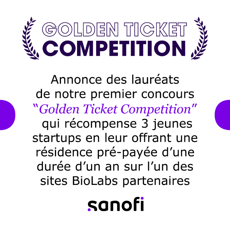 SanofiFR's tweet photo. [#News 🗞️] Ravis d’annoncer les lauréats 🏅 de notre "Golden Ticket Competition" qui récompense 3 #startups prometteuses par une résidence pré-payée d’un an sur l’un des @biolabs partenaires 👇🏼

@BioLabsFR @BioLabsBoston @BioLabsHQ @sanofi @SanofiUS @sanofiDE #science #Innovation