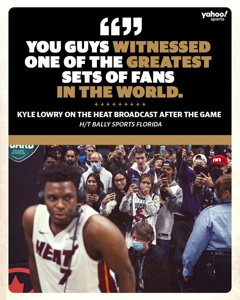 YahooCASports's tweet photo. Kyle Lowry let Miami know how special Raptors fans are after the game https://t.co/GjJToHtMDT