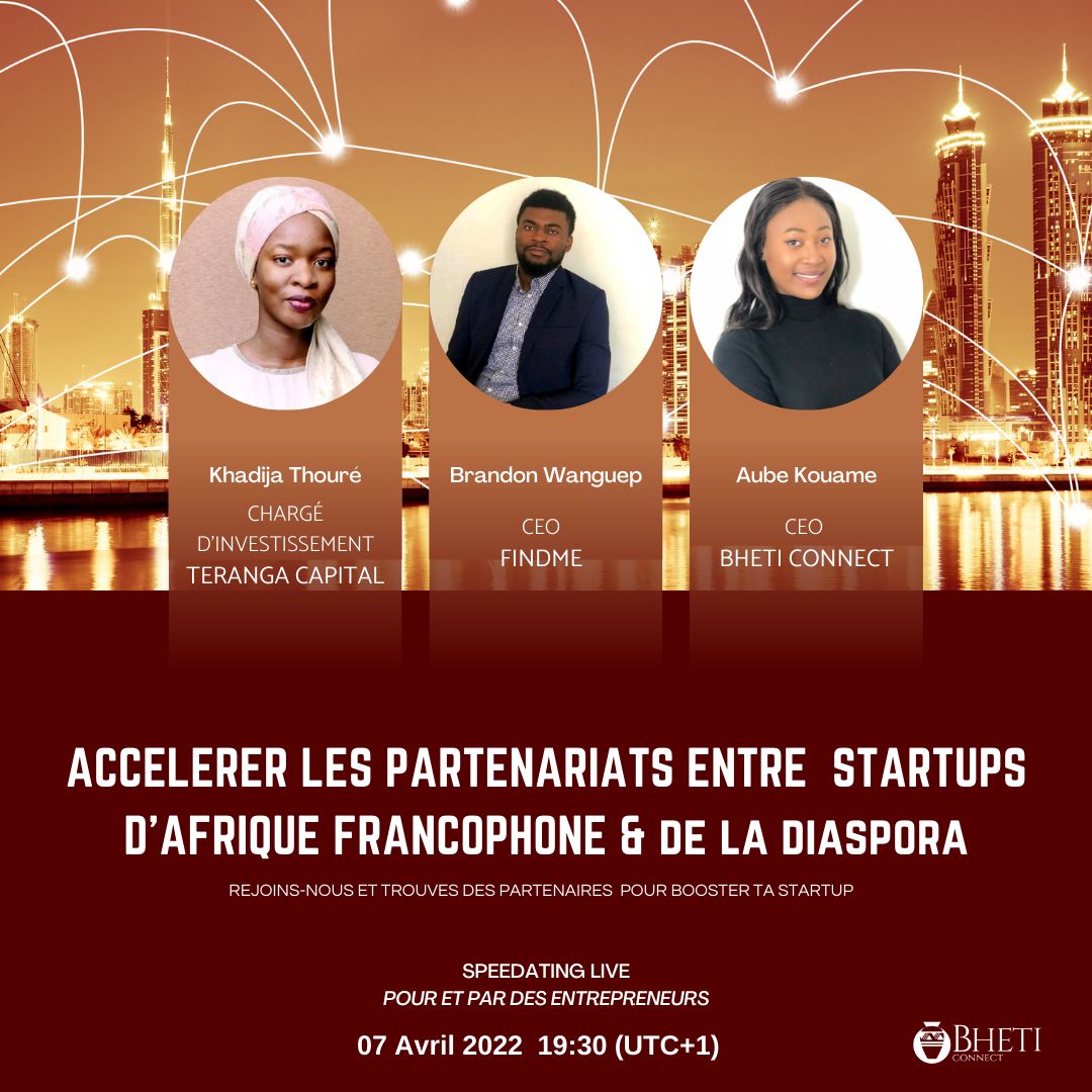 Comment développer des partenariats solides avec la #diaspora africaine dans le domaine de l'entrepreneuriat ?
La réponse jeudi 7/04 prochain lors du webinaire organisé par Bheti Connect ! 
Inscriptions (événement gratuit) 👉: eventbrite.fr/e/inscription-…