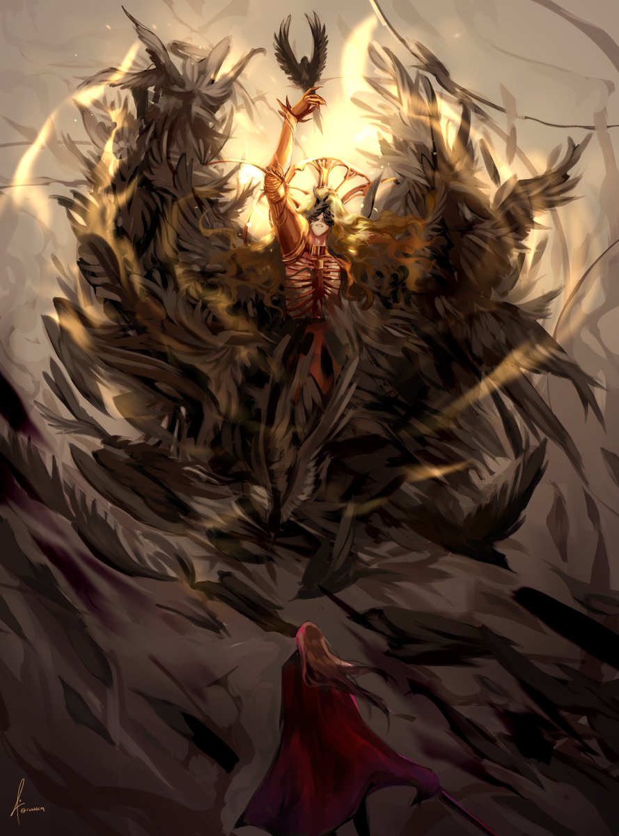 rohkka's tweet photo. Dance of the crows - philza in elden ring phase 2 
#ELDENRING #mcytfanart #philzafanart https://t.co/5qb9rSolRM