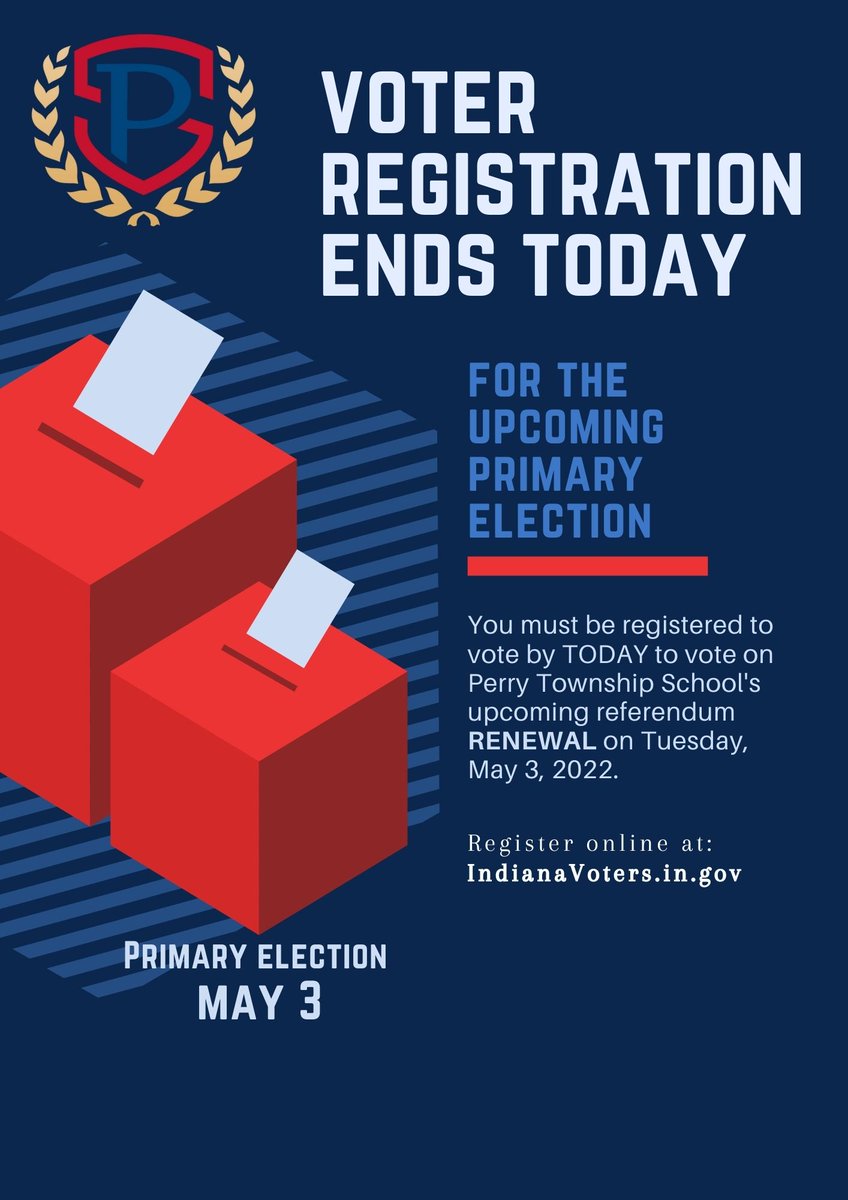 If you want to vote on Perry Township School's referendum renewal, you must be registered to vote. The deadline to register is today!