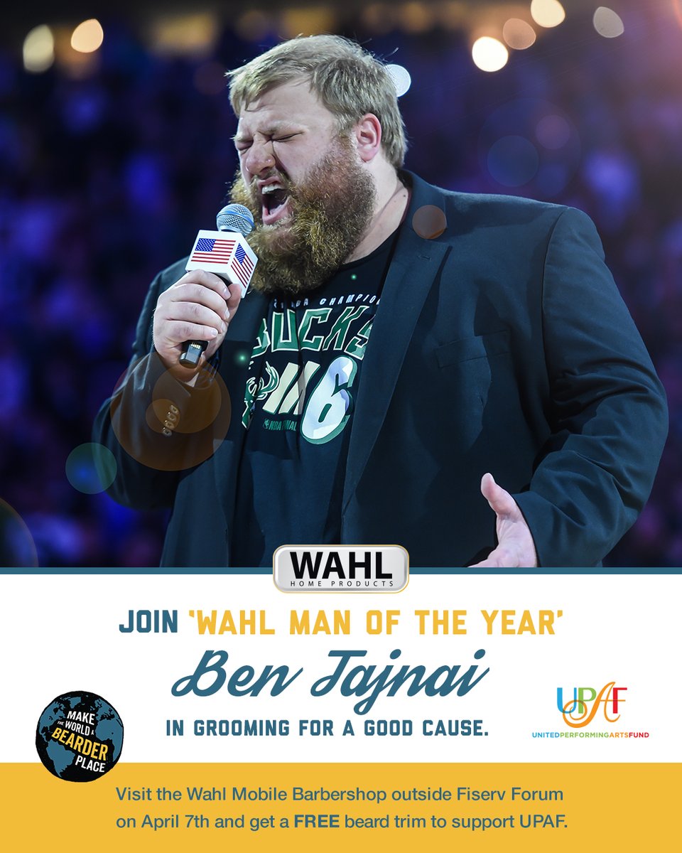 Milwaukee Bucks (@bucks) on Twitter photo The Wahl Mobile Barbershop will be on the <a href="/DeerDistrict/">Deer District</a> Plaza giving out FREE beard trims during this Thursday's 4/7 Bucks game vs. the Celtics!!
For every beard trim, <a href="/WahlGrooming/">Wahl Grooming</a> will donate $100 to the <a href="/UPAF/">UPAF</a>.
Stop by and get "groomed for a cause!!." The Wahl Mobile Barbershop will be on the <a href="/DeerDistrict/">Deer District</a> Plaza giving out FREE beard trims during this Thursday's 4/7 Bucks game vs. the Celtics!!
For every beard trim, <a href="/WahlGrooming/">Wahl Grooming</a> will donate $100 to the <a href="/UPAF/">UPAF</a>.
Stop by and get "groomed for a cause!!."