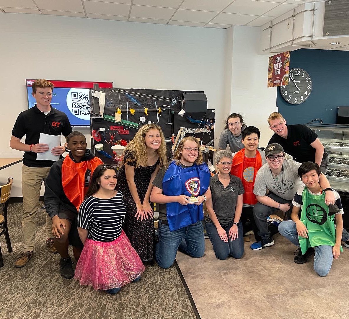 dutchforkhigh's tweet photo. Congrats to the DFHS Team Trash Pandas, placing 1st at the USC Theta Tau Rube Goldberg competition April 2. They created a device to crush a can using mostly recycled parts, utilizing a Marvel's Avengers theme.   #foxPride #dfhsSTEM #prideIn5 @LexRich5Schools https://t.co/B5pAa9qxap